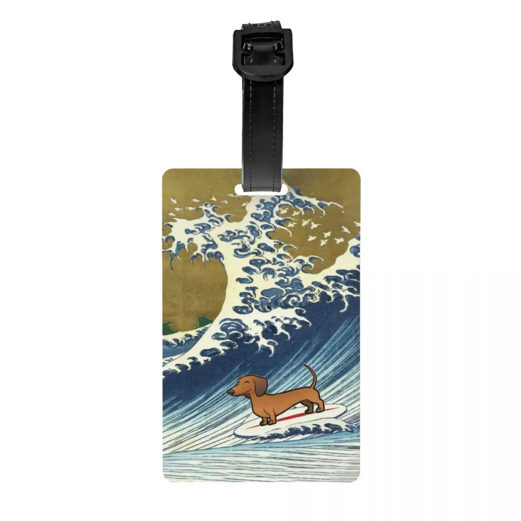 Custom Cute Dachshund Sausage Dog Luggage Tag With Name Card Puppy Animal Privacy Cover ID Label for Travel Bag Suitcase