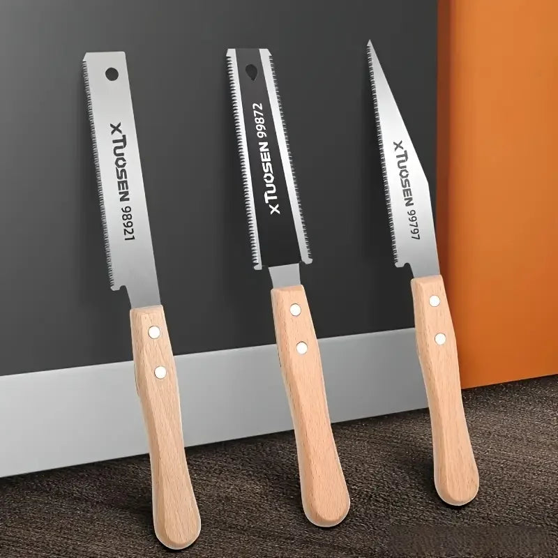 12-inch Japanese Style Handsaw Single/Double Sided Tooth Wooden Handle Handsaw Flexible Flush Cut Saw Woodworking Cutting Tools