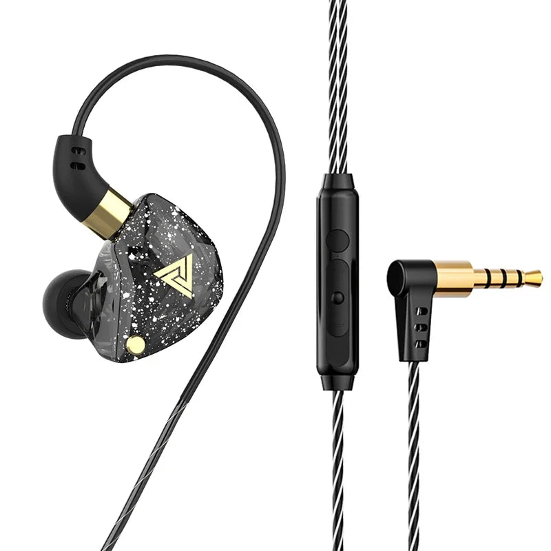 QKZ AK3 FiLe Wired Earphone with Microphone HiFi Music Monitor Bass Headphones Noise Cancelling Headset For Sport Gaming Earbuds