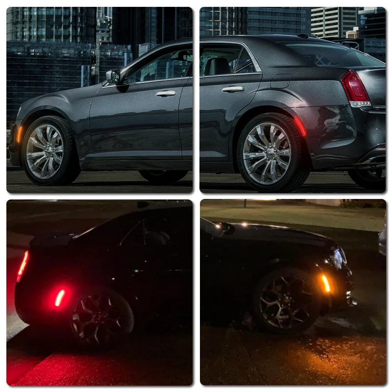 For Chrysler 300 2015-2022 Clear & Smoked Lens LED Side Marker Lamp Amber Front Red Rear Side Fender Reflector Lights
