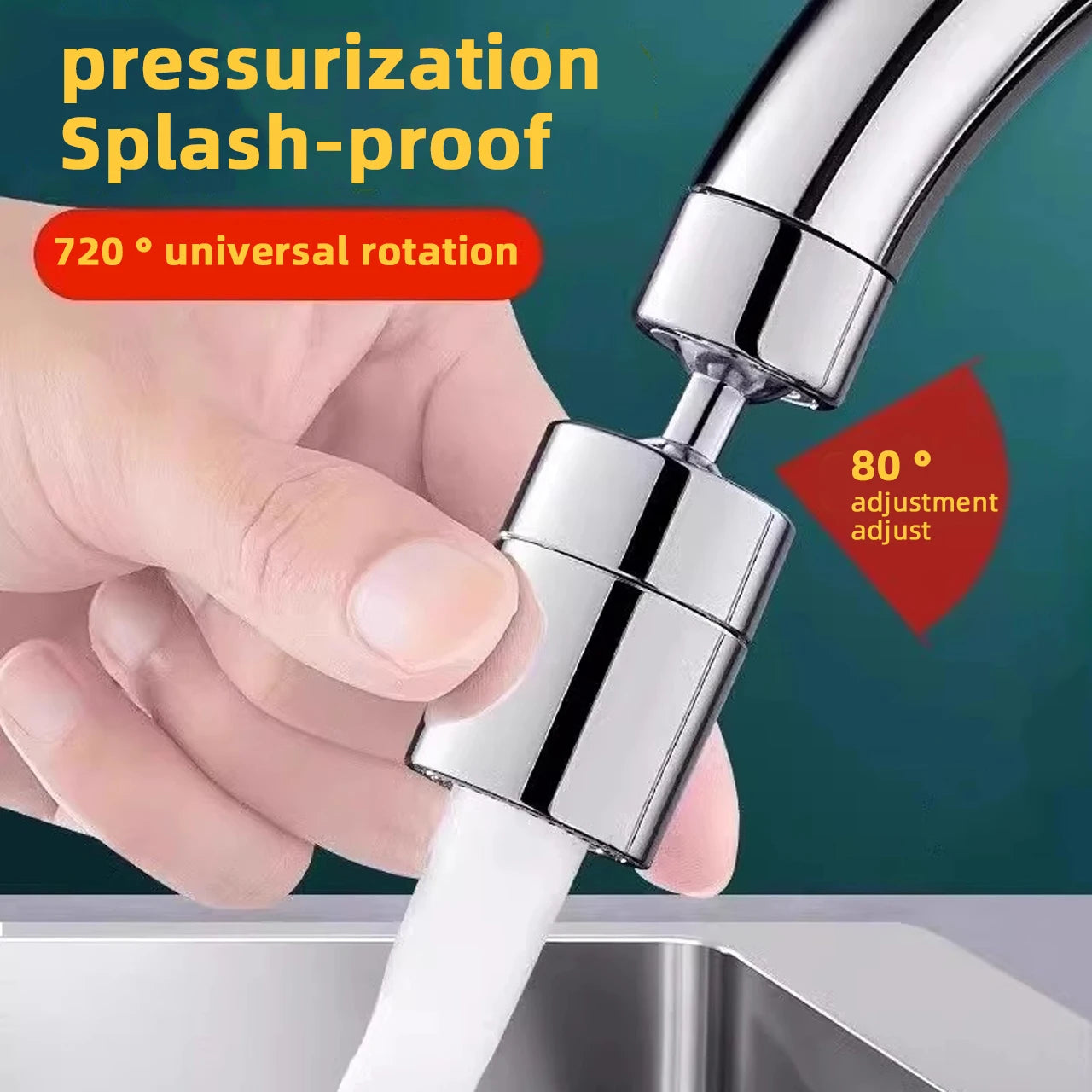 Universal Kitchen Sink Faucet 360 Degrees Splash-Proof Joint Swivelling Extension Faucet Extender Adapter