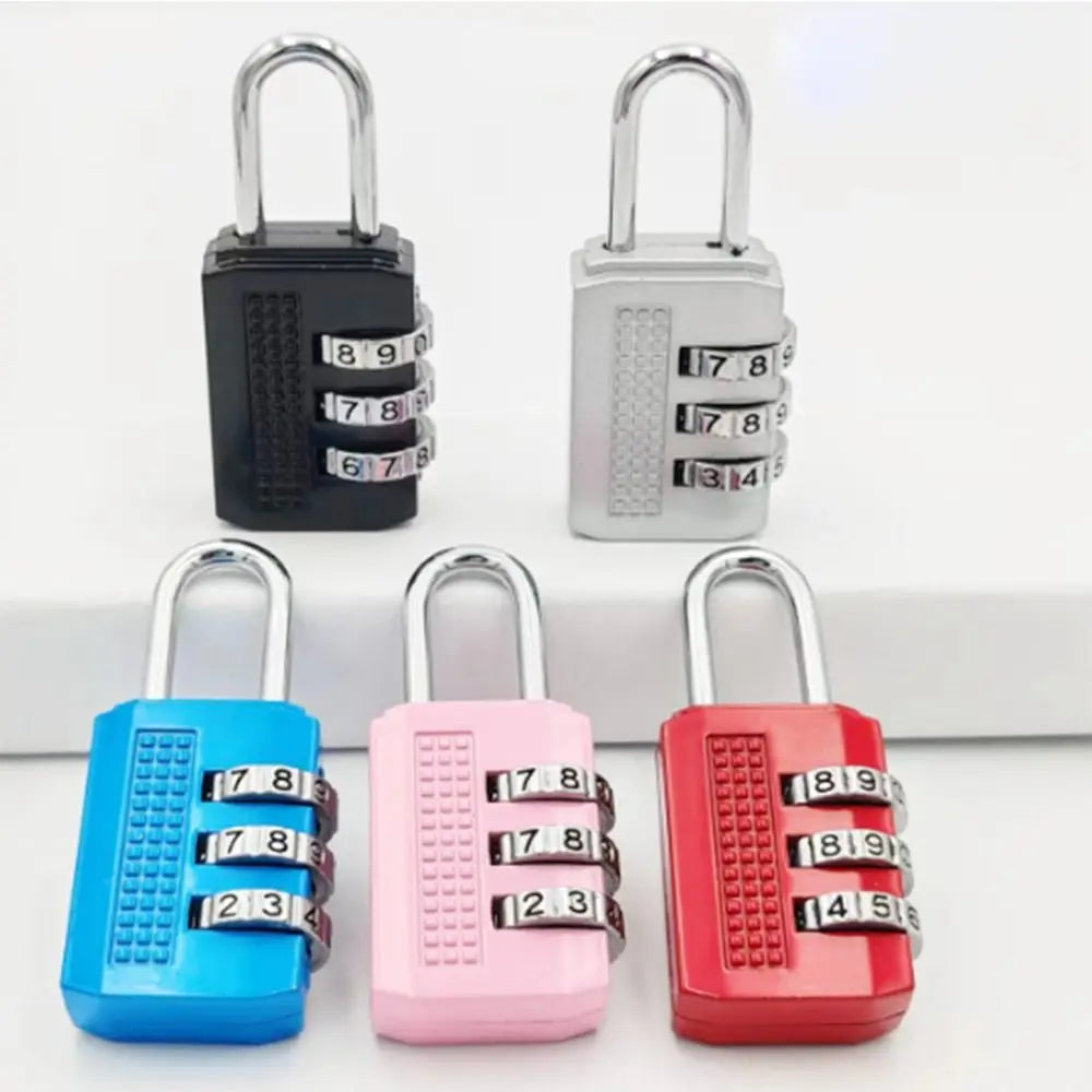 Multifunctional Mini Number Lock Durable Solid Color Password Lock Anti-theft 3 Digit Alloy Padlock Zipper Bag