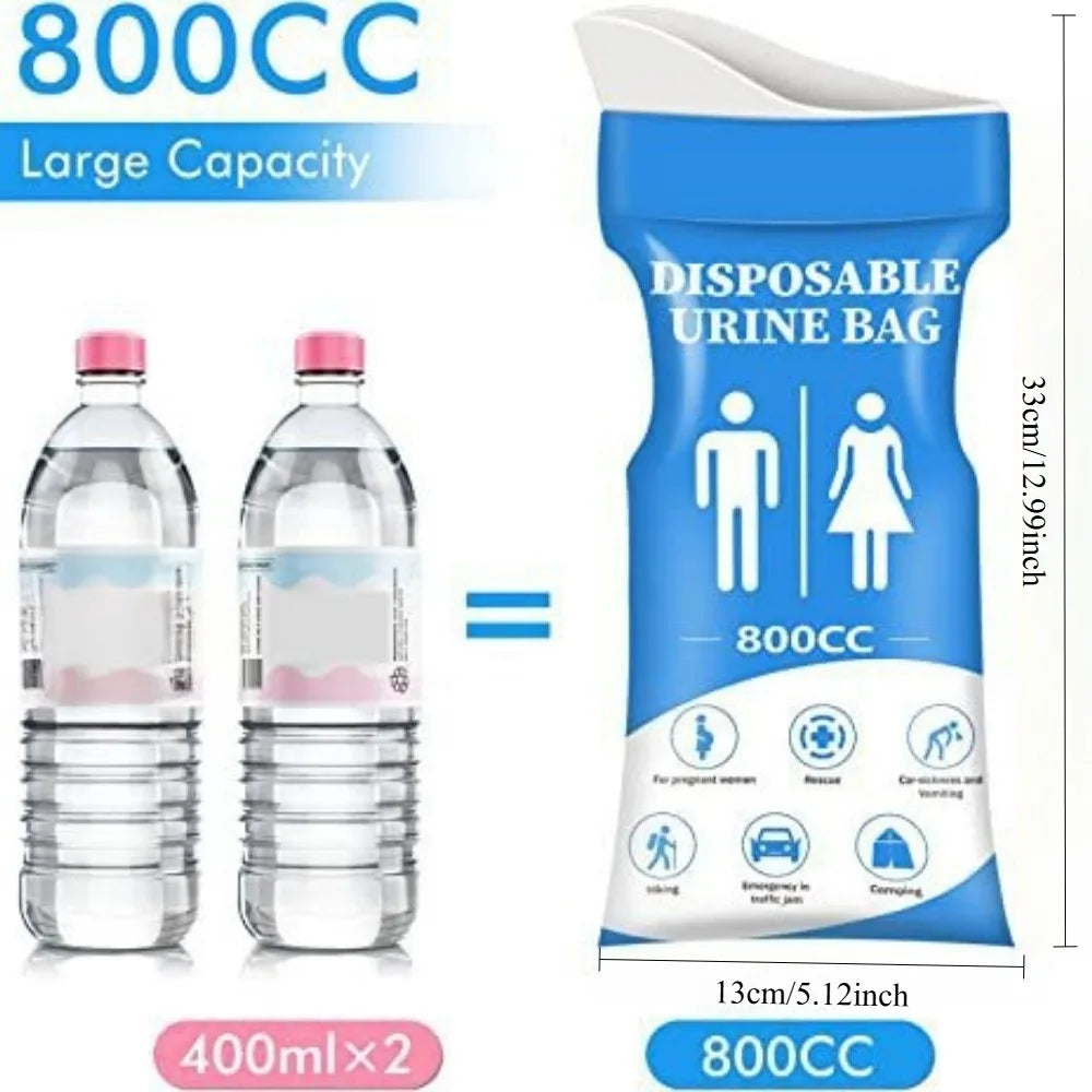 12PCS New Car Emergency Urine Bag, Disposable Portable Urine Bag for Men and Women, Long-Distance Travel Peephole Bag