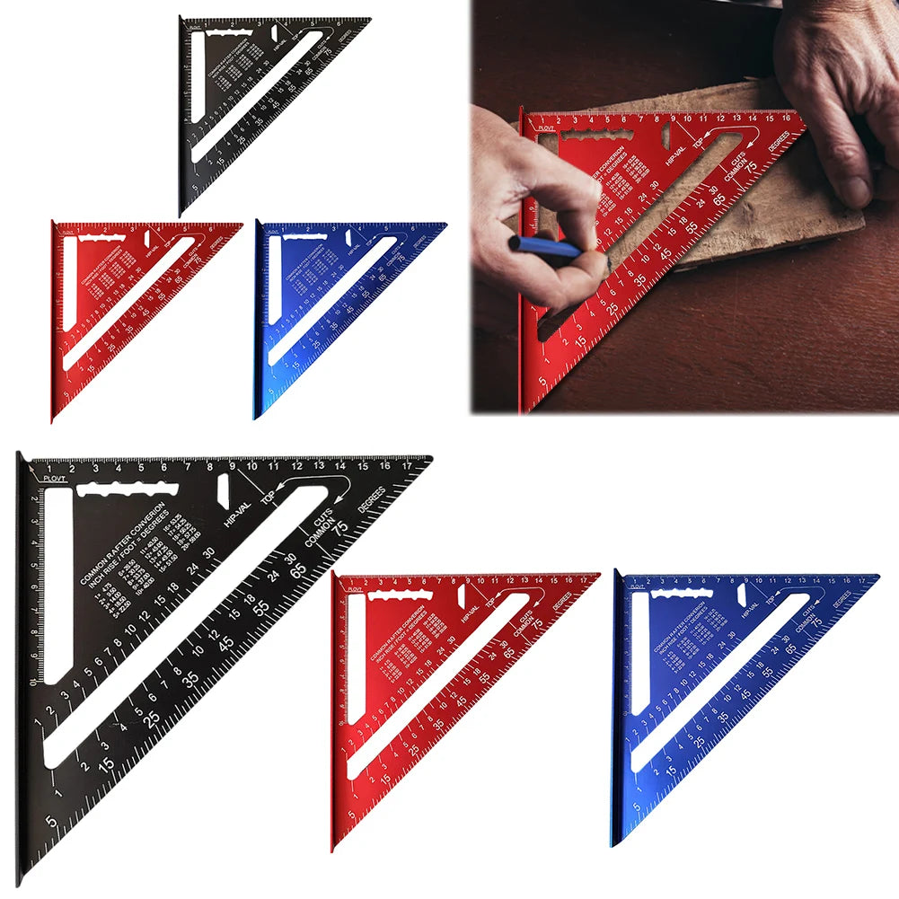 Aluminum Alloy Triangular Ruler 12 Inch Measuring Angle Protractor Ruler 90° Triangle Carpenter Square Ruler Wood Working Tools
