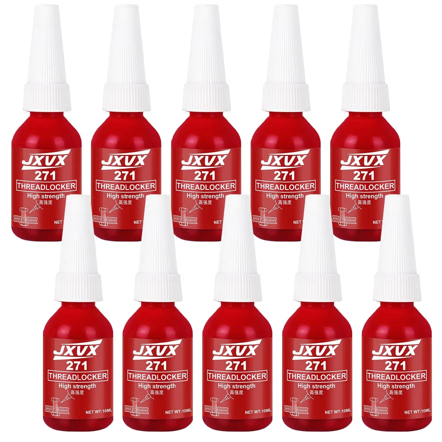 Threadlocker 271 Red Anaerobic Adhesive Threadlocking Compound (Equivalent to Loctitl) Vibration-Resistant Anti-Loosening Sealant High-Strength, High-Temperature Resistant