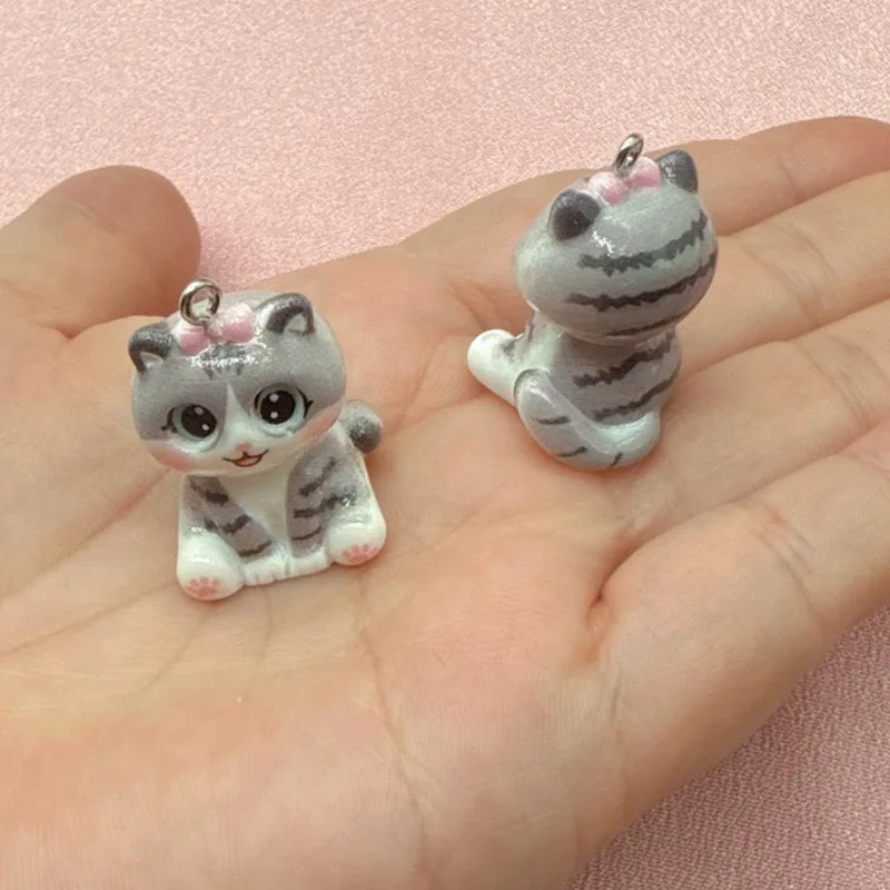 10pcs 3D Beach Kitten Cartoon Handmade DIY Accessories Cream Gel Resin Small Accessories Material Pack