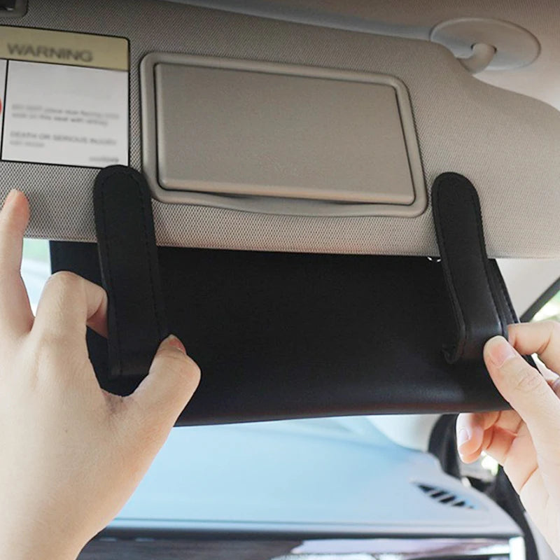 New Car Tissue Box Soft Leather Auto Car Truck Sun Visor Hanging Holder Car Tissue Boxes Auto Interior Storage Accessories