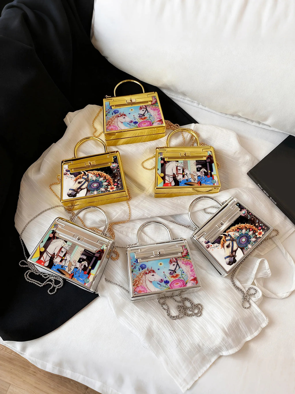 Fashion chain handbag evening bag women's versatile crossbody bag wedding party small gold wallet acrylic small square bag
