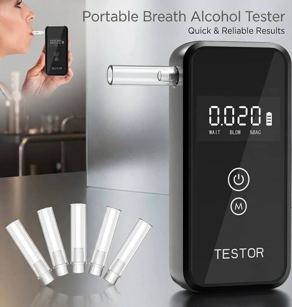 Professional Digital Alcohol Tester Breathalyzer Alcotester with LCD Screen for Alcohol Detection