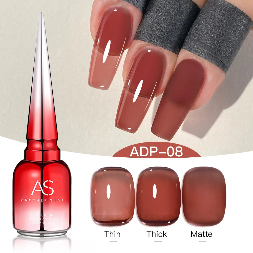 AS 15ml Translucent Amber Gel Nail Polish Brown Colour Varnish Gel Long Lasting Semi Permanent Tortoiseshell Nails Vernis