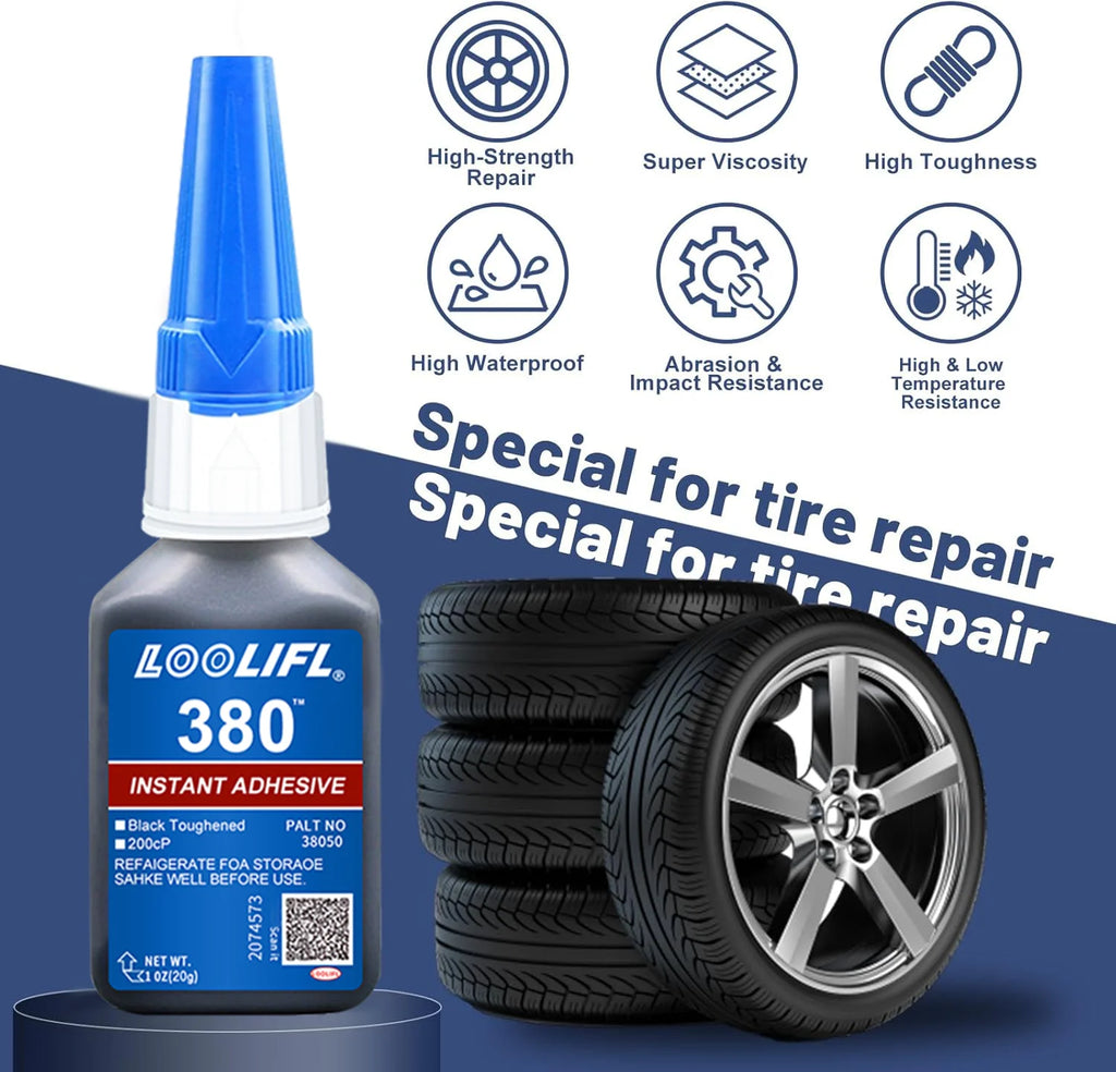 Loolifl380 Plastic Special Glue20G Fast Curing Super Adhesive for Motorcycle Fairings Auto Parts Household Repairs Black Rubber