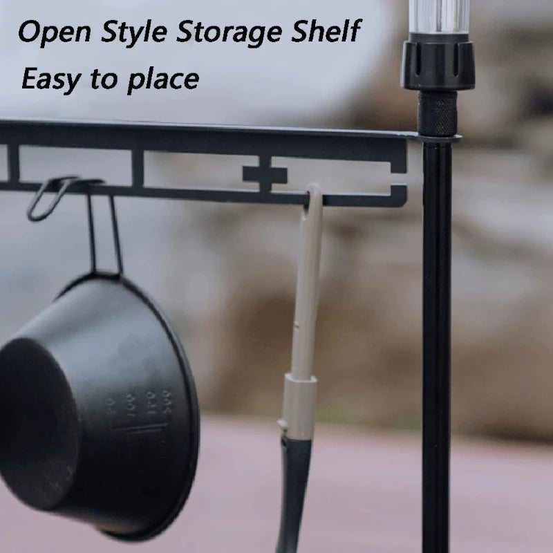 TARKA Camping Shelf Lantern Stand, Tableware Tools Hanging Rack,  Multifunctional IGT Tabletop  Storage Rack Light Holder