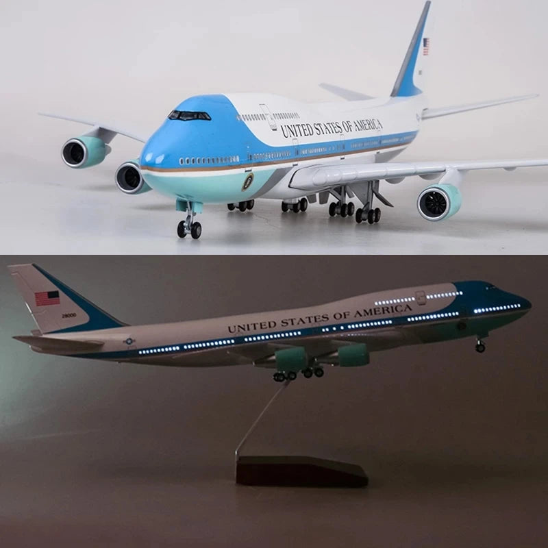 Resin 46cm Air Force One Boeing 747 Plane Model Airplane Model Aircraft Model 1/160 Scale Diecast Toy Airplanes Planes W Light