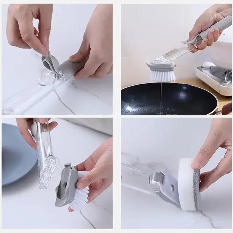 New Dishwand Set No-Scratch Soap Dishwashing Brush Scrubber Kitchen Cleaning Sponge Cleaning Brush for Pots Dishes Sink Comes