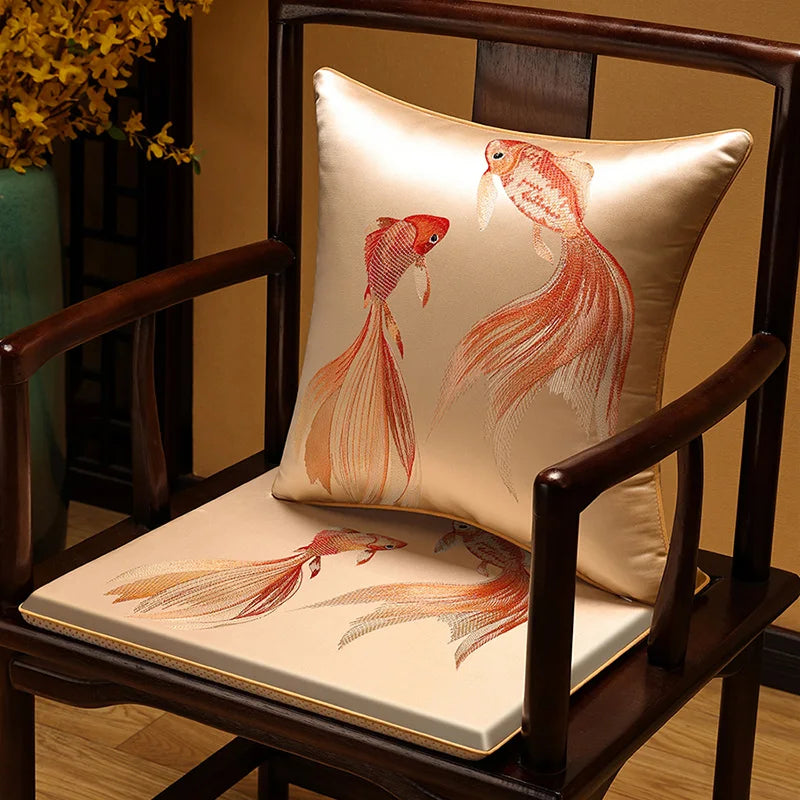 New Chinese-style Foam Chair Cushions Rosewood Sofa Cushion Cover Home Sponge Seat Cushions Embroidered Anti-slip Chair Cushions