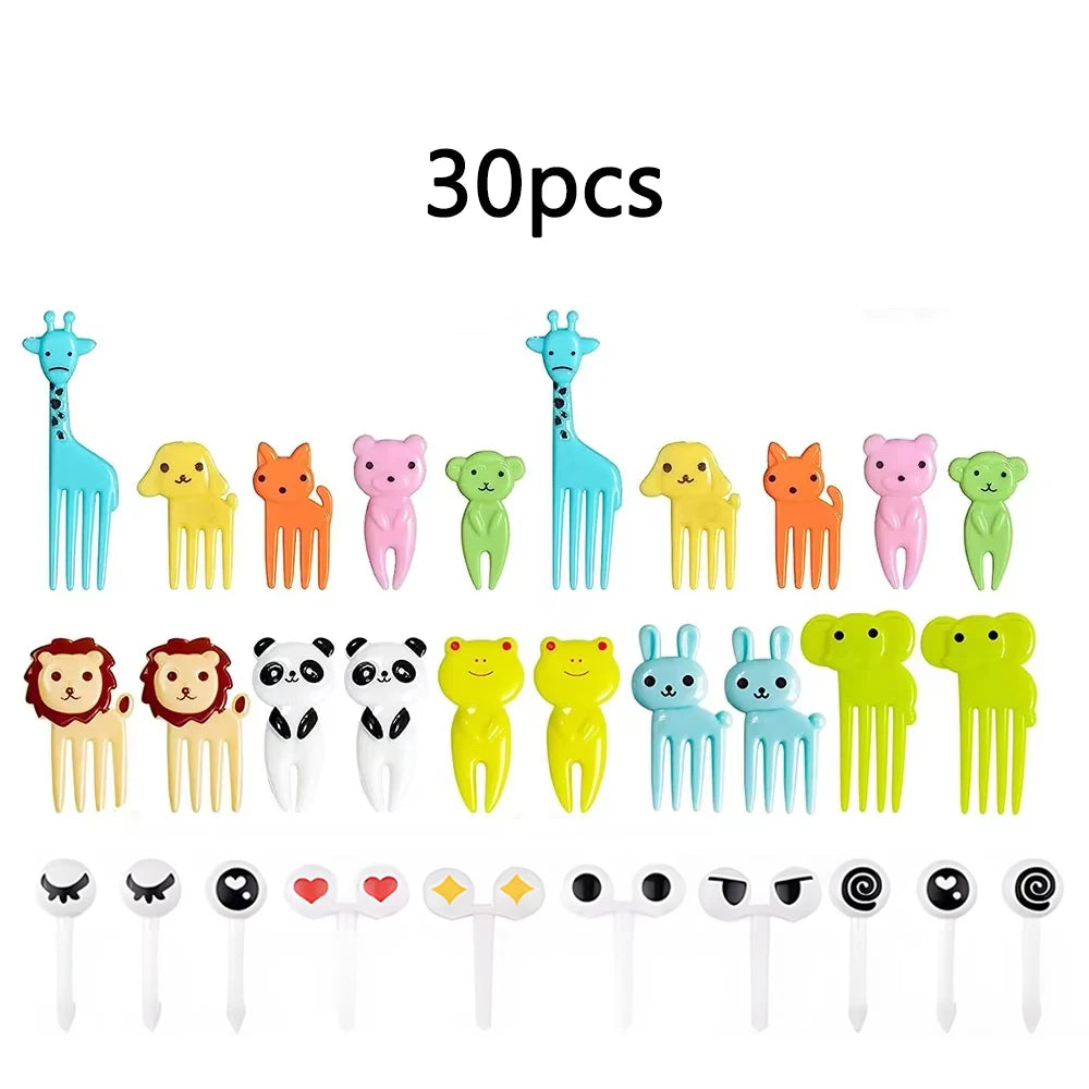 Cute Vegetable Fruit Food Cutter Shapes Set for Kids Lunch Bento Box Decorating Cookie Stamps with Fruit Forks,Food Picks
