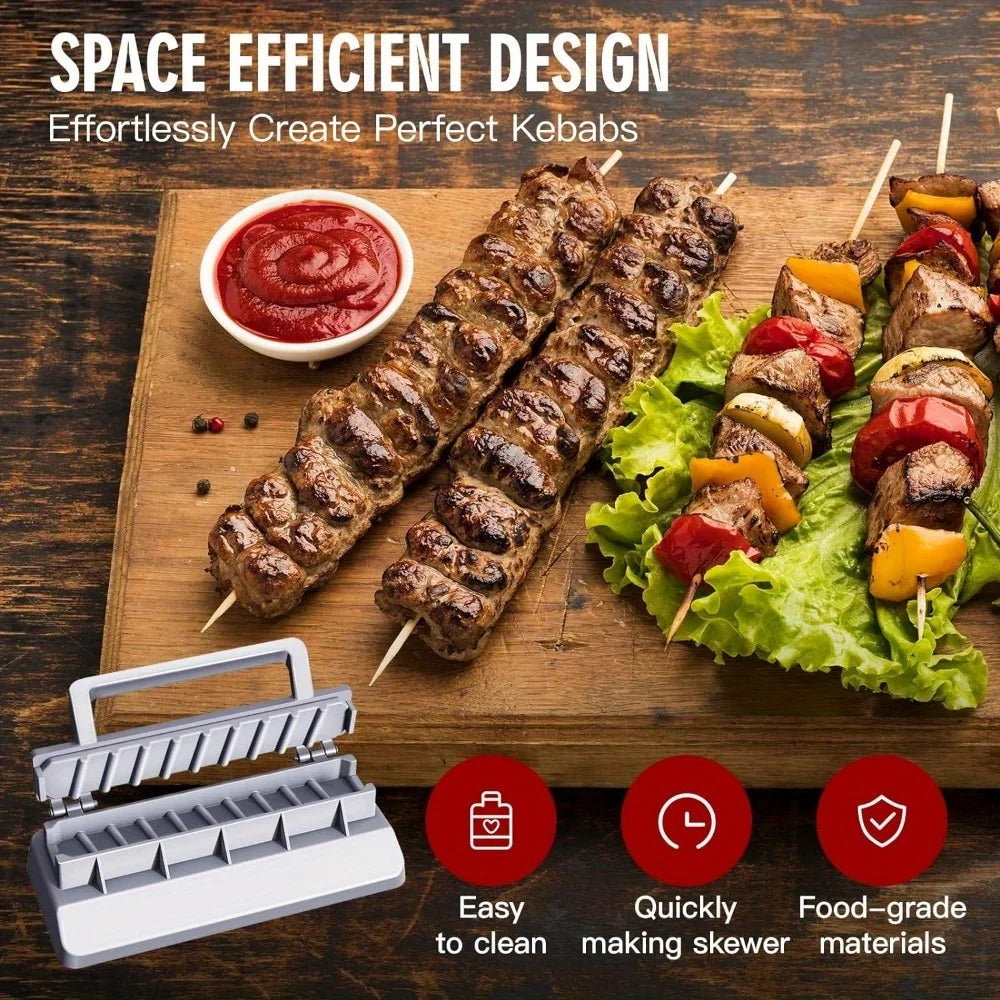 Large Kebab Maker Press: Portable Kabob Skewers Machine & Mold, Quick Tool for Turkish Barbecue, Easy to Use & Clean