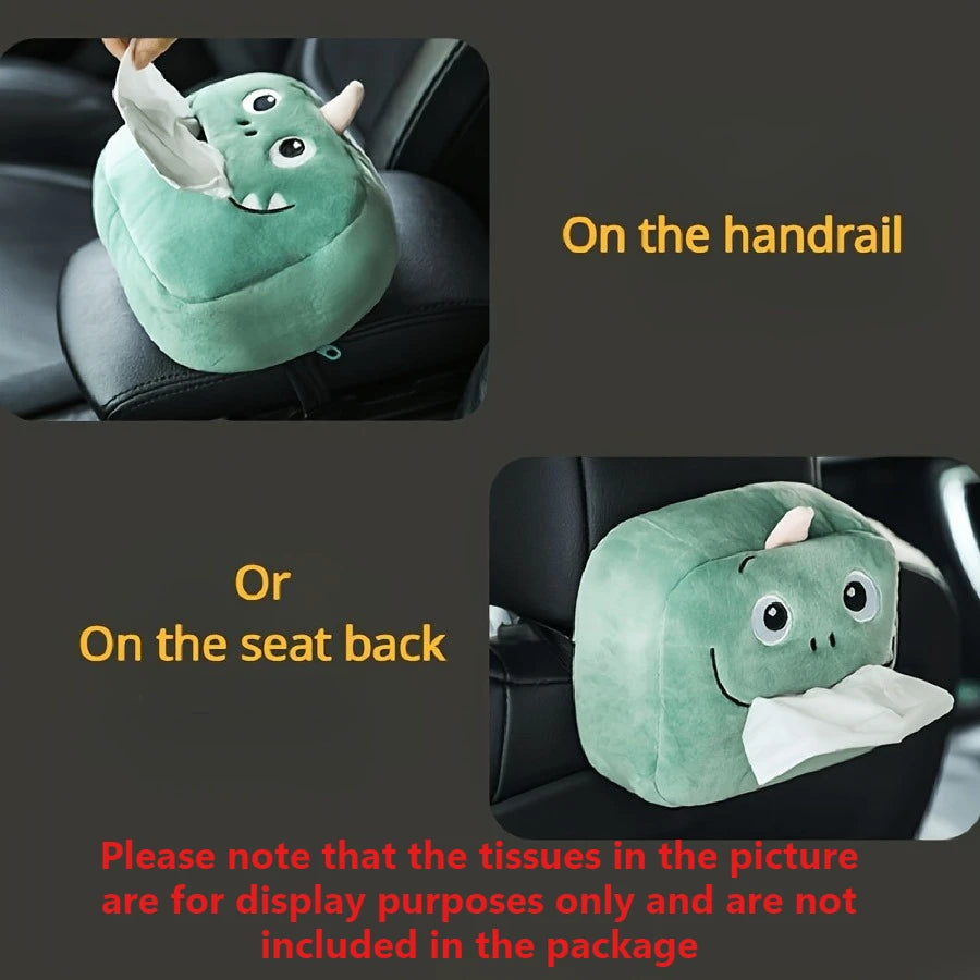 1Pc Cute Cartoon Plush Tissue Storage Bag Hanging Tissue Box for Car Seat Back Armrest Sun Visor Interior Decor Accessory Friend