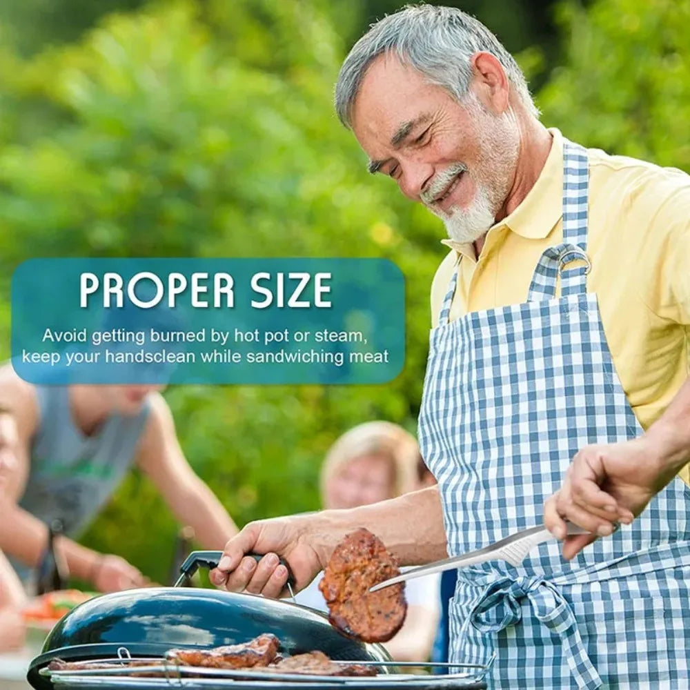 Stainless Steel BBQ Tongs Non-slip Cooking Utensils Easy To Clean Reusable Tongs Suitable for Serving Food Camping BBQ Buffet