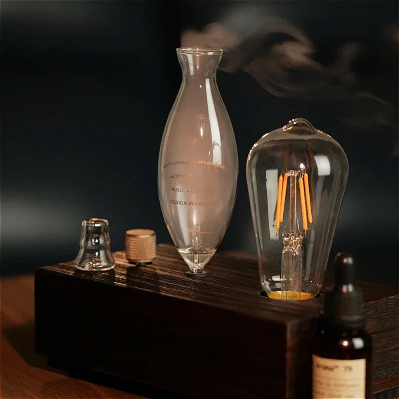 Waterless Pure Essential Oil Diffuser Nebulizer Aromatherapy Diffuser Electric Wooden Glass Home Aroma Essential Diffusers