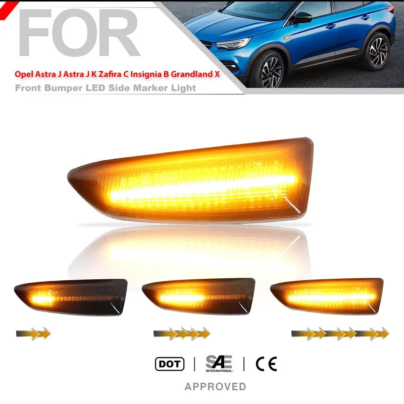 2pcs Car Side Marker Lights Dynamic LED Turn Signal For Opel Vauxhall Astra J K Crossland X Insignia B Zafira Side Fender Lamp
