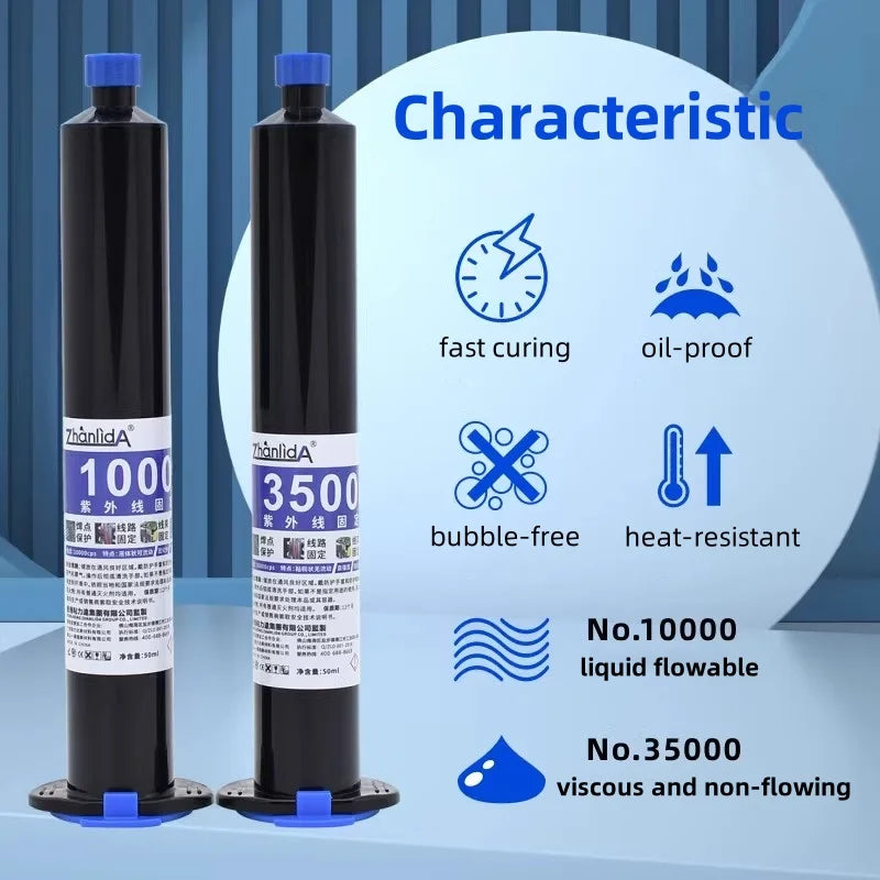 10/50ML UV Curable Adhesive Electronic Components Cable Fixation Solder Joint Protection Quick Drying Glue Fixed Circuit Board