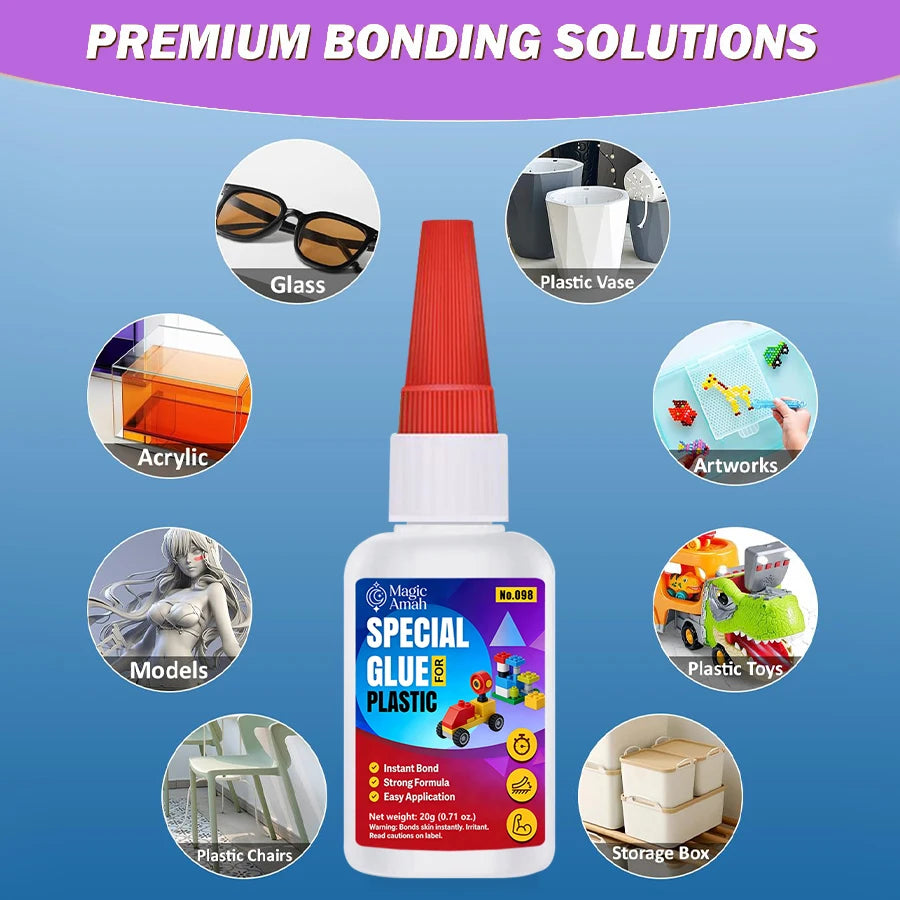 1-4Pcs Special Plastic Glue, Instant Bond Strong Adhesive for Toy Car, Glasses, Lego, DIY Crafts & Plastic Repairs