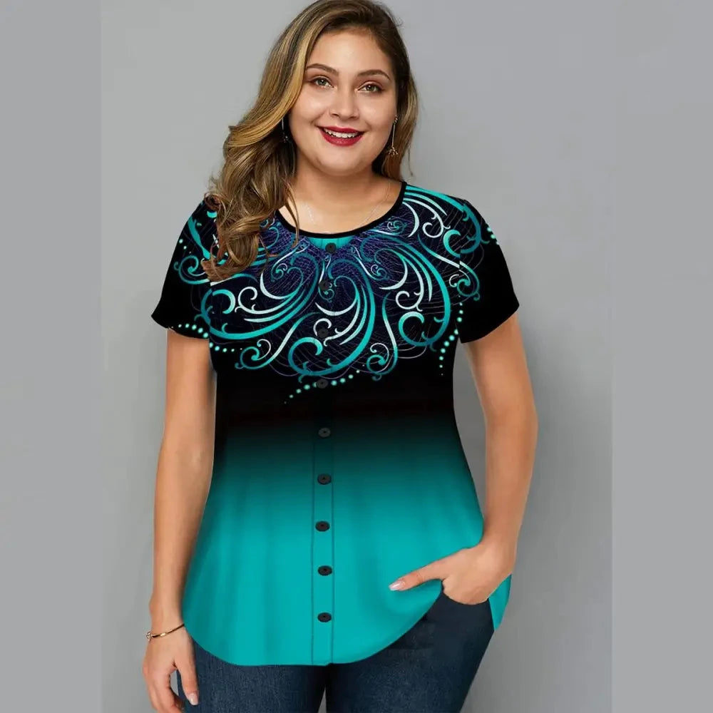 Summer Fashion 3D Printed Women's Short-sleeved T-shirt Harajuku Plus Size Casual Shirt Round Neck Women's Street Top T-shirt