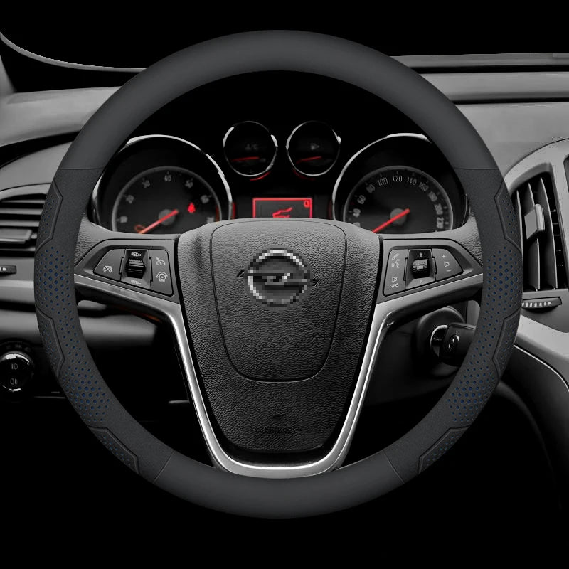 Opel OPCline ASTRA CORSA INSIGNIA MOKKA VECTRA GTC Tigra Carbon fiber Suede Leather Car Steering Wheel Cover Auto Accessories