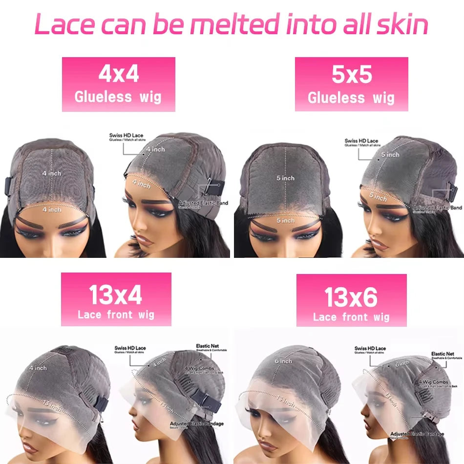 Human Hair 5x5 Glueless Curly Wig 13x6 HD Lace Front Wig 13x4 Water Deep Wave Lace Frontal Wigs 4x4 HD Closure 30 40 Inch