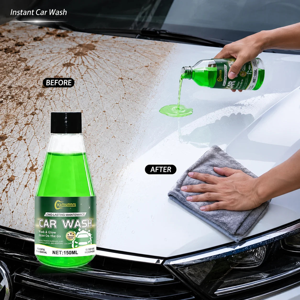 150ml Car Wash Wax Shampoo, High Foam Car Cleaning Soap, Removes Dirt and Grime, Enhances Gloss, Paint Protection and Ceramic Co