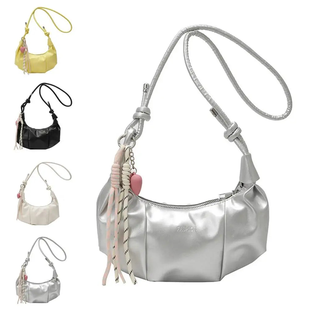 2026 New Elegant Dumpling Shape Shoulder Bag For Women Street Trend PU Material Zipper Opening Crossbody Purse Bag
