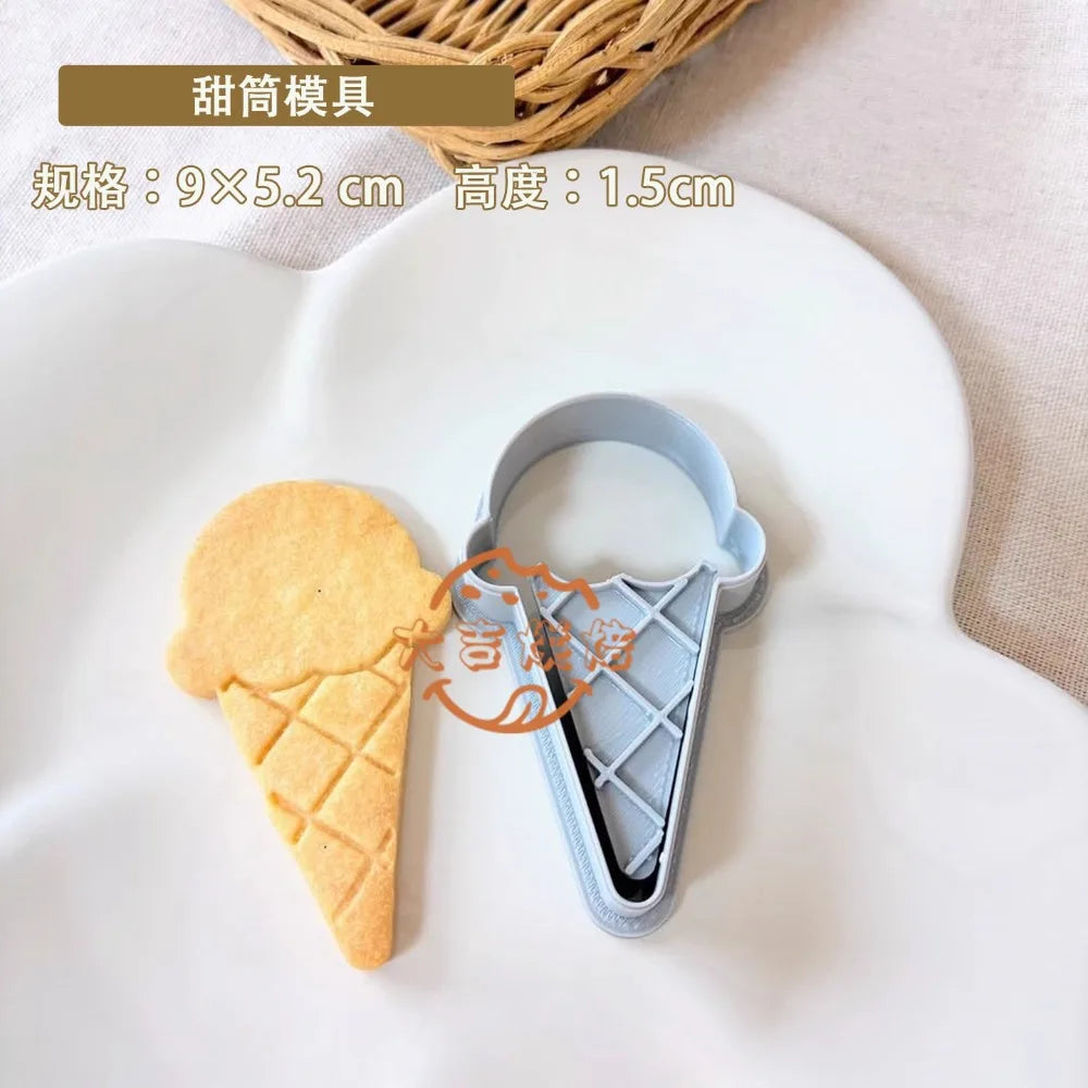 Ice Cream Cone Shape Cookie Mold Ice Cream Cone Chocolate Fondant Biscuit Mold Cake Dessert Gift Making Tools