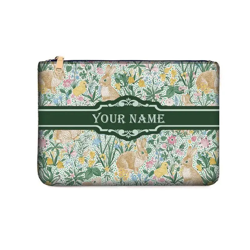 Graceful Customizable Name Women's Canvas Clutch Makeup Bag Purse Party Weekend Vacation Travel Cosmetic Bag Mobile Pouch Wallet