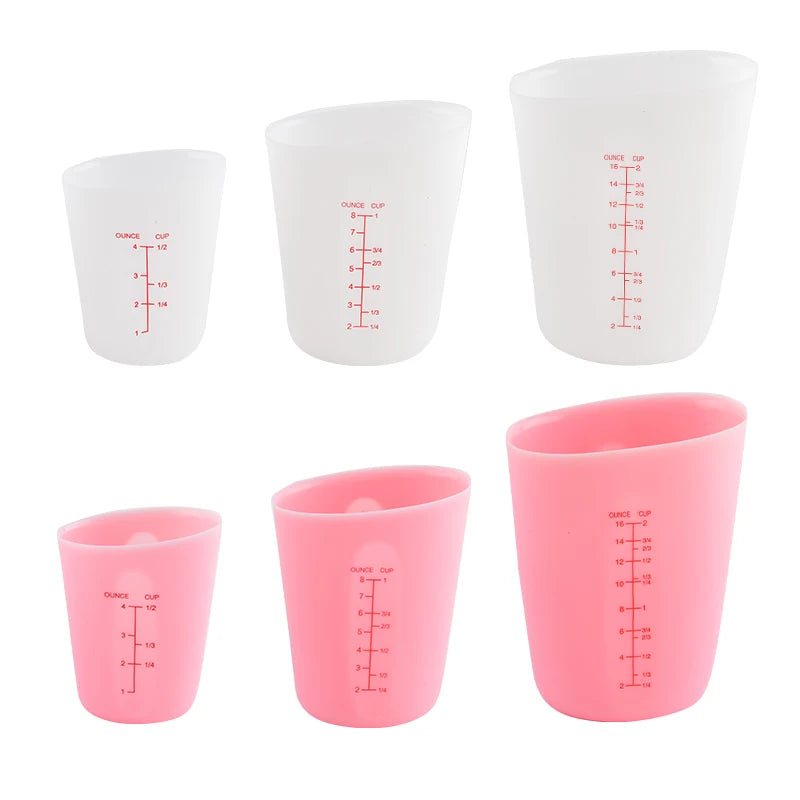 1PC Silicone Measuring Cup with Scale Transparent Measuring Cup Heat Resistant Soft Measuring Cup Baking Tool