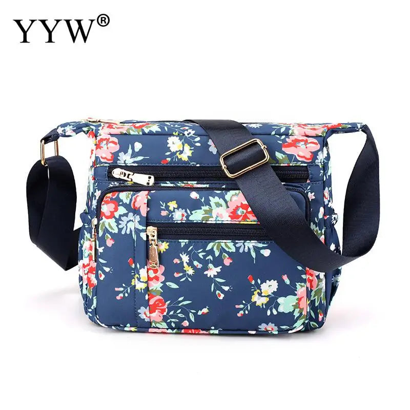 Women Satchel Nylon Cloth Leisure Shoulder Mom Bag Rural Style Floral Printing Crossbody Ladies Casual Shoulder Messenger Purse