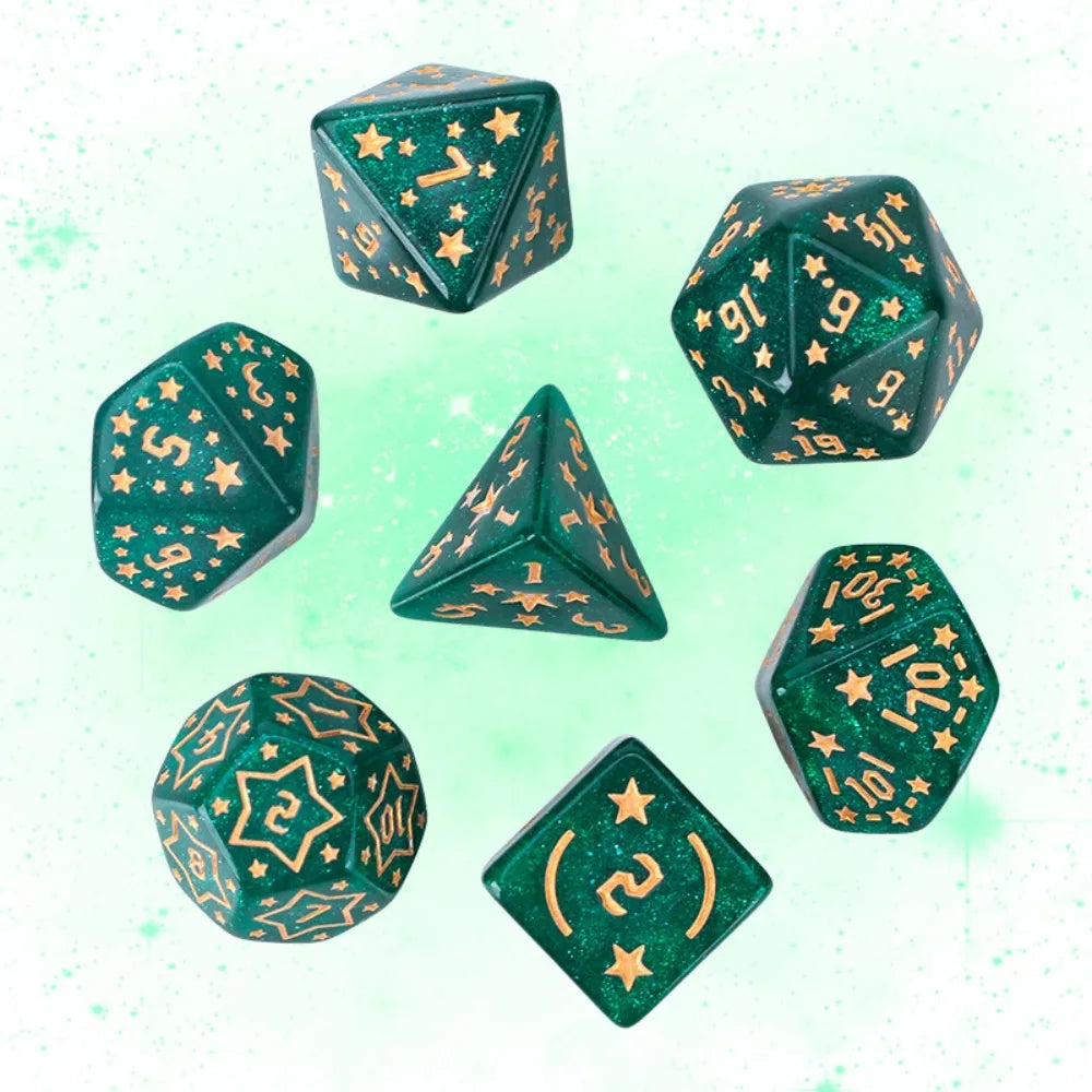 7PCS New Acrylic Star Dice Set 8 Colors D4 D6 D8 D10 D12 D20 Sharp Corner Dice Polyhedral Table Games Dice Gift