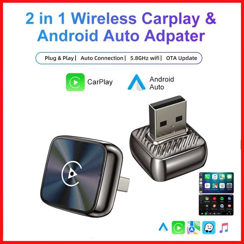 2026 Latest Wireless CarPlay Apapter USB CarPlay & Android Auto,Type-C Port,Converts Wired to Wireless,Plug & Play,Auto-USB