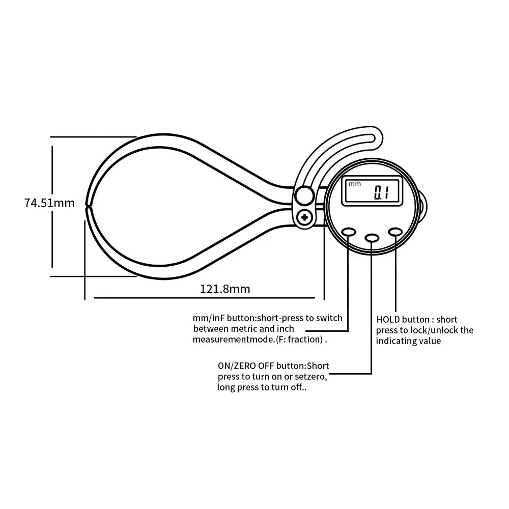SHANHR150mm 6" Fraction/mm/in Digital Outside Caliper Thickness Gauge Outside Electronic Caliper Gauge For Woodworking