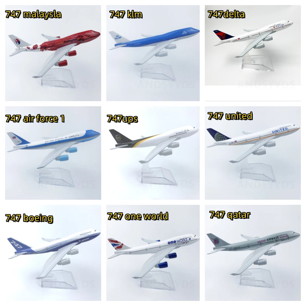 16CM 747 boeing model Series Plane Model Toy Alloy Metal Toys and Hobbies Diecast Airplanes Building Kit with Wheels Planes