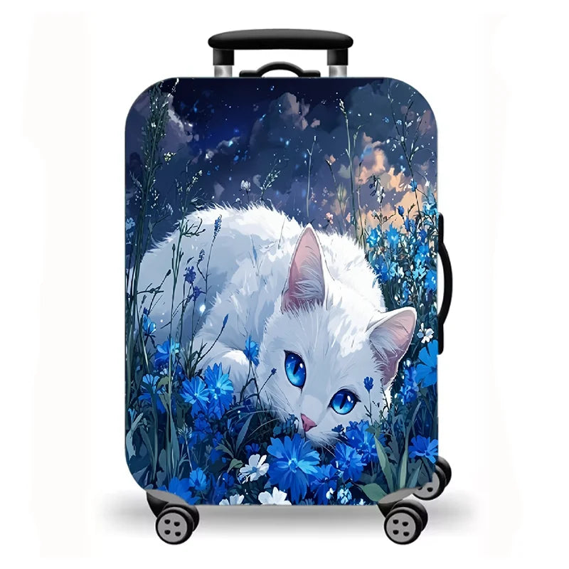 Luggage Cover, Cute Cat Print Stretch Suitcase Protector for Travel, 16 Styles Oil Painting Cat Design