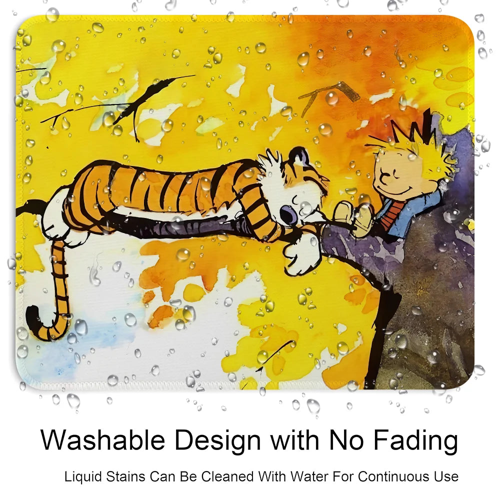 Cartoon C-Calvin And H-Hobbes Mouse Pad Esports Mousepad Laptop Computer Locking Edge Office Desk Mat Rubber Small Anti Slip Pad