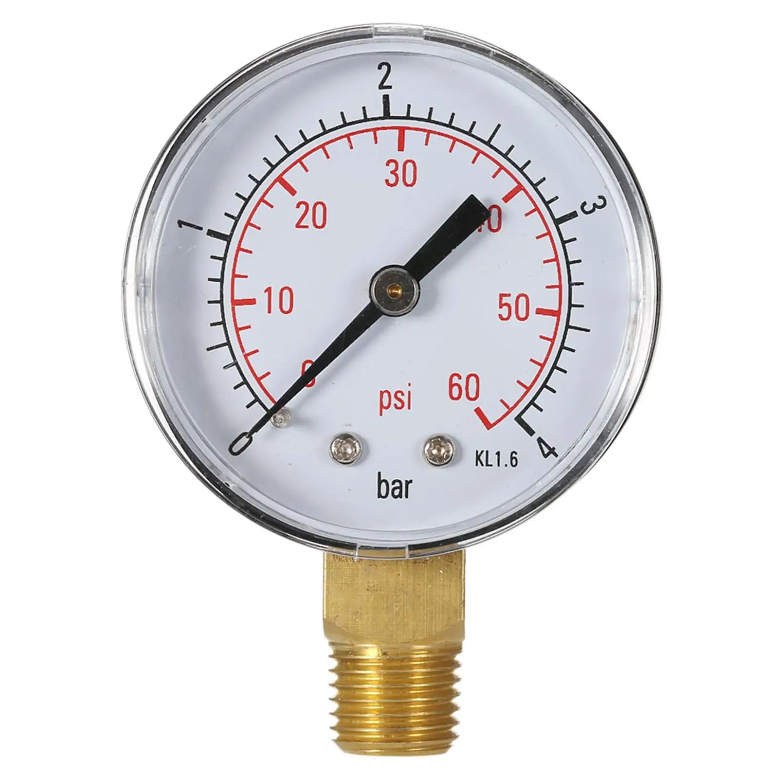 1/4" NPT Thread 50mm 0~60psi/0~15psi 0~4bar/0~1bar  Pool Filter Water Pressure Dial Hydraulic Pressure Gauge Meter Manometer