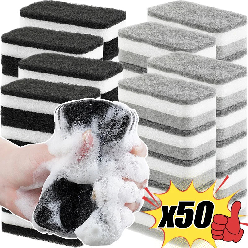 10/20/50Pcs 3-Layer Car Wash Sponges with Dual-Sided Design Soft Microfiber Auto Detail Cleaning Sponge Pad Absorbent Scrub Tool