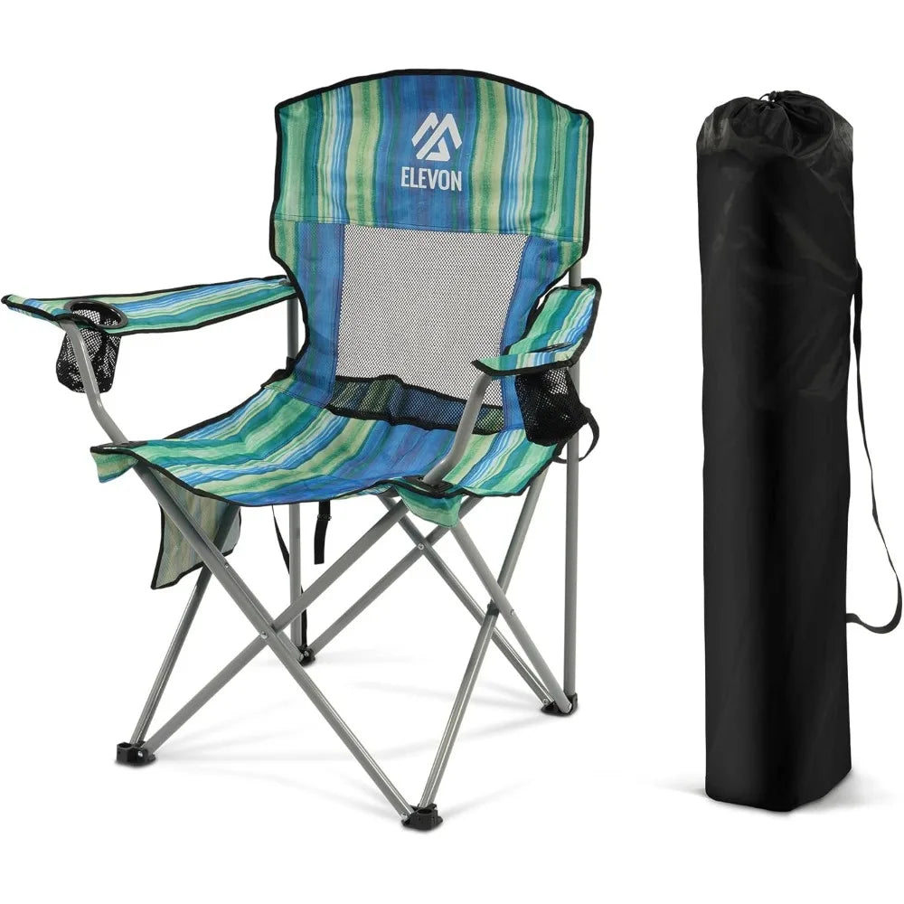 Portable Folding Outdoor Camping Chair with Arms Cup Holder Carry Bag