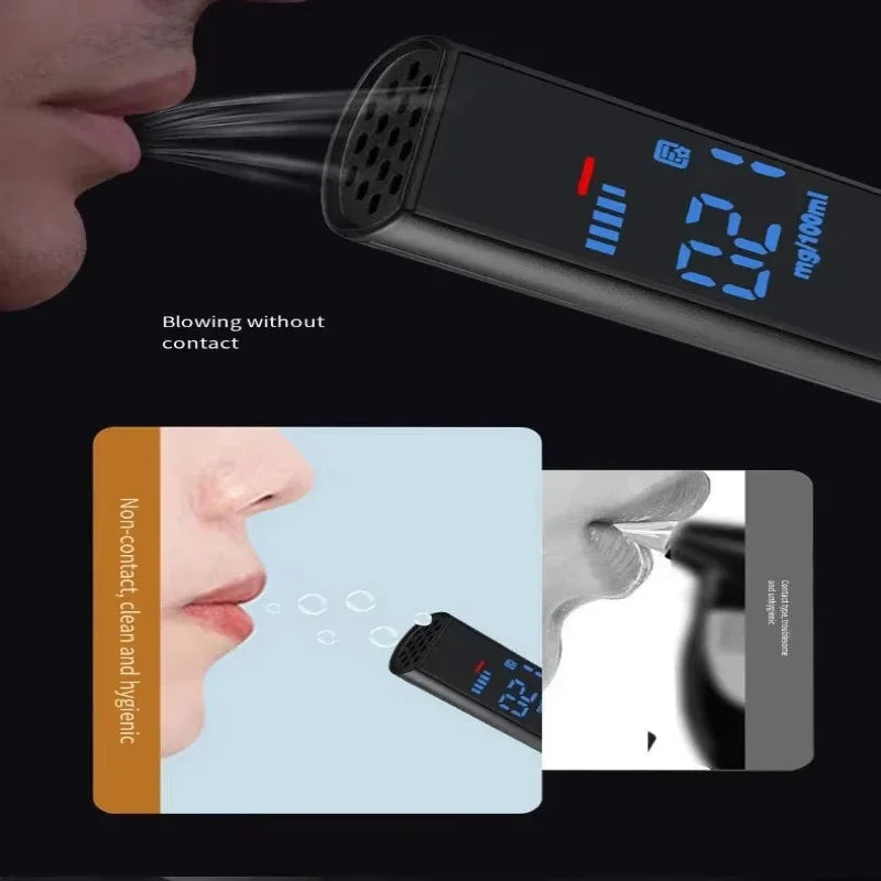 Black Alcohol Tester Electronic Breathalyzer LCD Display Rechargeable Breathalyzer Breath Alcohol Test Tools For Home Car