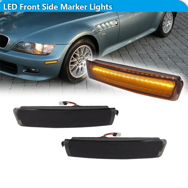 For BMW Z3 M Coupe 1996-2002 Car Front Bumper Side Marker Turn Signal Lights Parking Lights Driving Lights Amber/White LED 12V