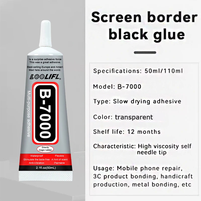 B7000 Super Clear Quick Dry Adhesive Black Contact Cell Phone Tablet Repair Adhesive Maintenance Back Cover Medium Repair