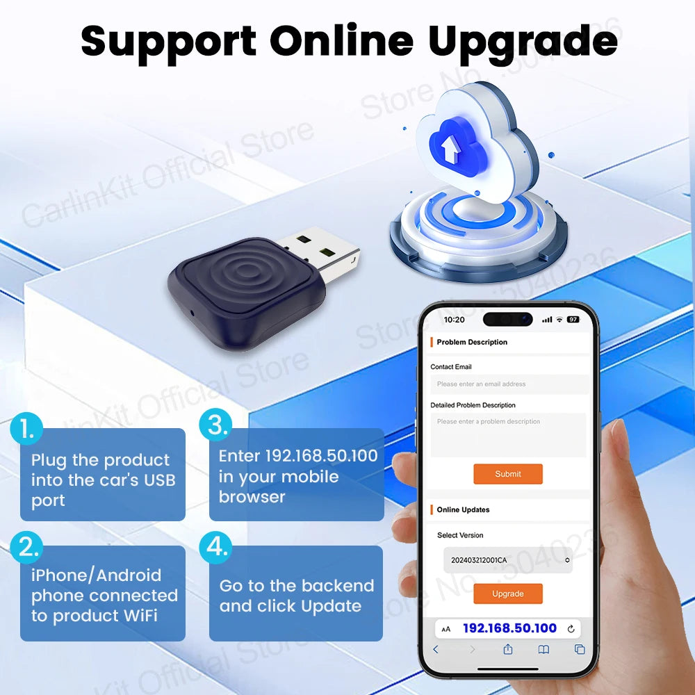 CarlinKit MINI Ultra Wireless CarPlay Adapter Android Auto Box Wired To Wireless USB Plug and Play 5.8Ghz Seamless Connection