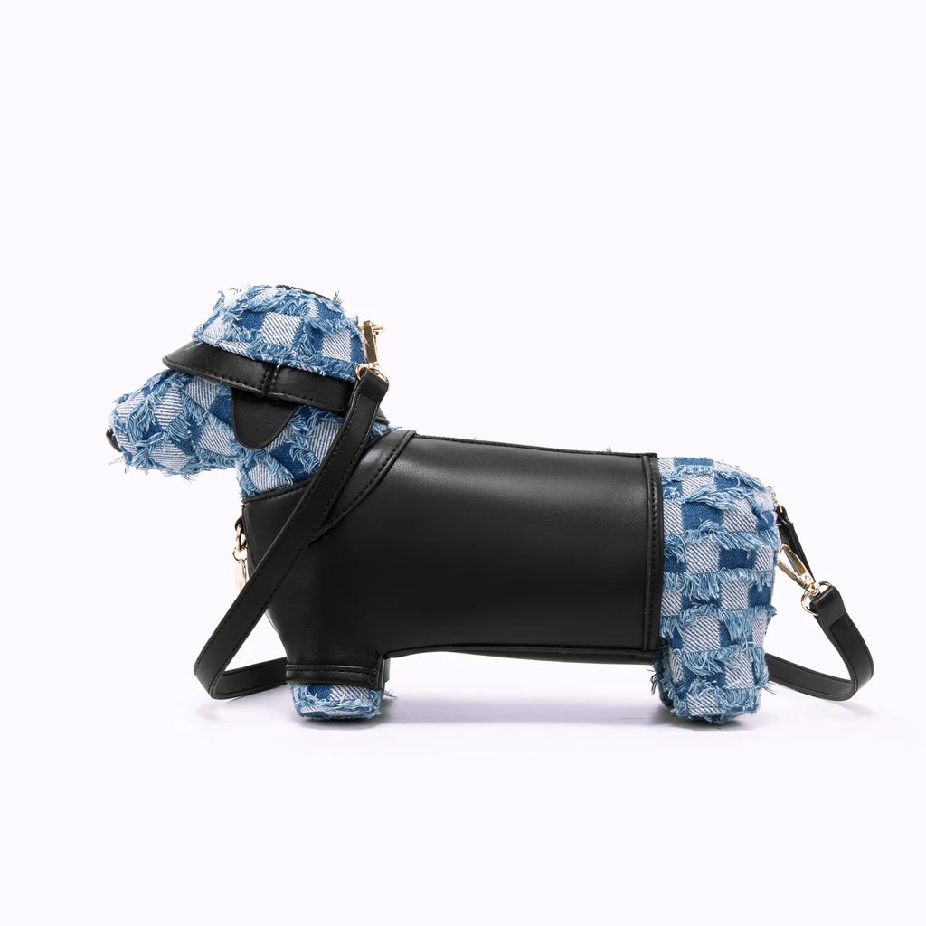 Ladies' new cute blue small dog bag personalized doll animal bag color blocked crossbody bag fashionable single shoulder handbag